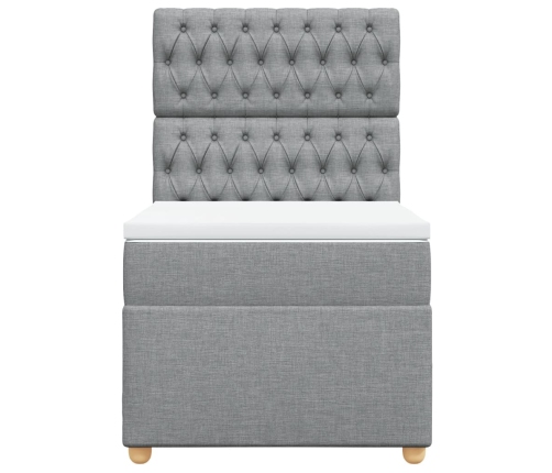 Cama box spring con colchón tela gris claro 90x190 cm