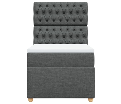 Cama box spring con colchón tela gris oscuro 90x190 cm