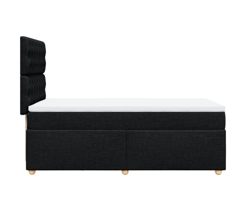 Cama box spring con colchón tela negro 90x190 cm