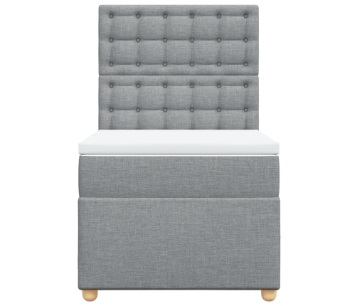 Cama box spring con colchón tela gris claro 90x190 cm