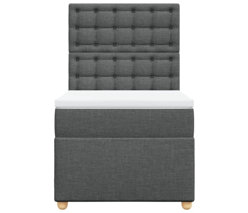 Cama box spring con colchón tela gris oscuro 90x190 cm