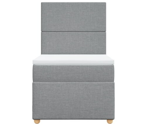 Cama box spring con colchón tela gris claro 90x200 cm