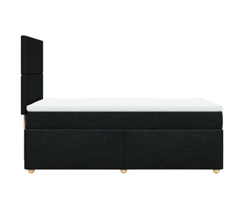 Cama box spring con colchón tela negro 90x200 cm