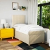 Cama box spring con colchón tela color crema 90x200 cm