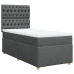 Cama box spring con colchón tela gris oscuro 90x200 cm