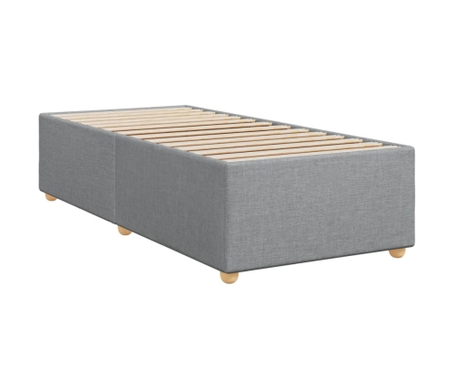 Cama box spring con colchón tela gris claro 100x200 cm