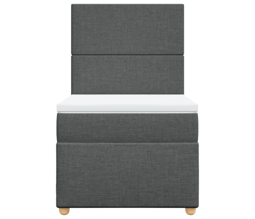 Cama box spring con colchón tela gris oscuro 100x200 cm