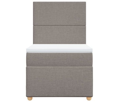 Cama box spring con colchón tela gris taupe 100x200 cm