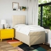 Cama box spring con colchón tela color crema 100x200 cm