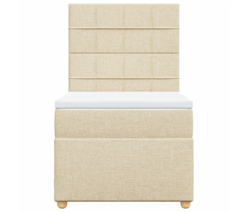 Cama box spring con colchón tela color crema 100x200 cm