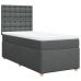 Cama box spring con colchón tela gris oscuro 100x200 cm