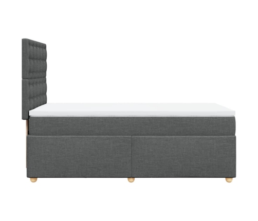 Cama box spring con colchón tela gris oscuro 100x200 cm