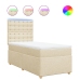 Cama box spring con colchón tela color crema 100x200 cm