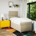 Cama box spring con colchón tela color crema 100x200 cm