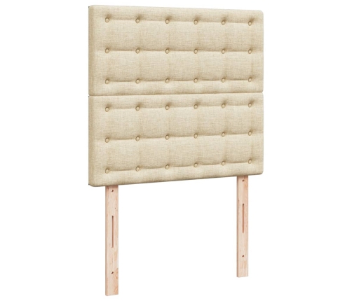 Cama box spring con colchón tela color crema 100x200 cm