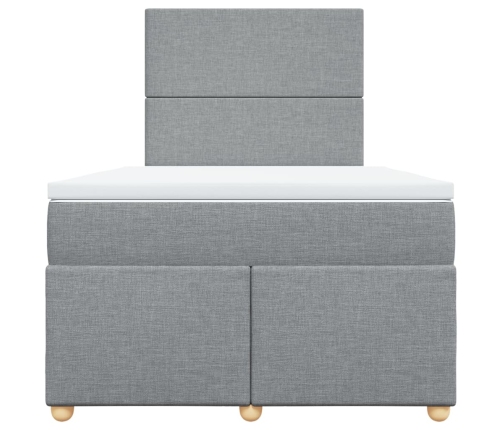 Cama box spring con colchón tela gris claro 120x190 cm