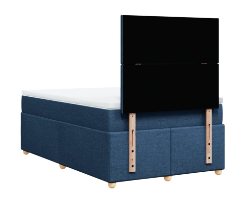 Cama box spring con colchón tela azul 120x190 cm