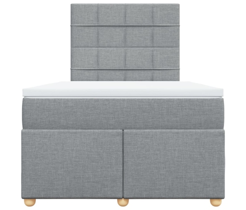 Cama box spring con colchón tela gris claro 120x190 cm