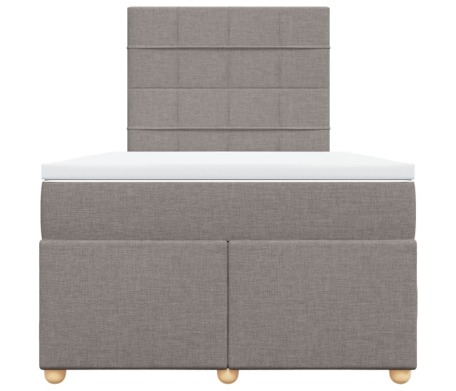 Cama box spring con colchón tela gris taupe 120x190 cm