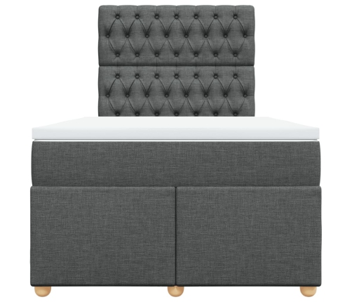 Cama box spring con colchón tela gris oscuro 120x190 cm