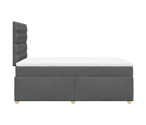 Cama box spring con colchón tela gris oscuro 120x190 cm