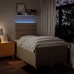 Cama box spring con colchón tela color crema 120x190 cm