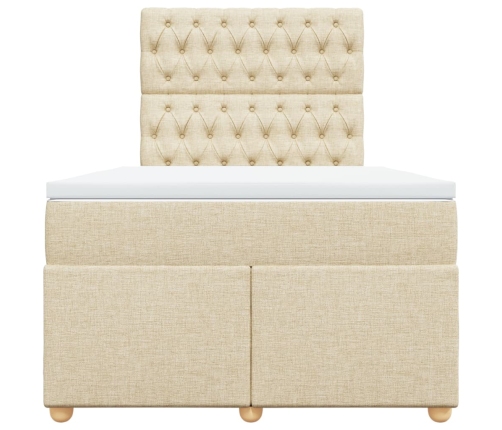 Cama box spring con colchón tela color crema 120x190 cm