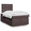 Cama box spring con colchón tela marrón oscuro 120x190 cm