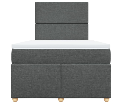 Cama box spring con colchón tela gris oscuro 120x200 cm