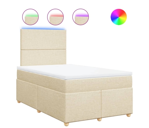 Cama box spring con colchón tela color crema 120x200 cm