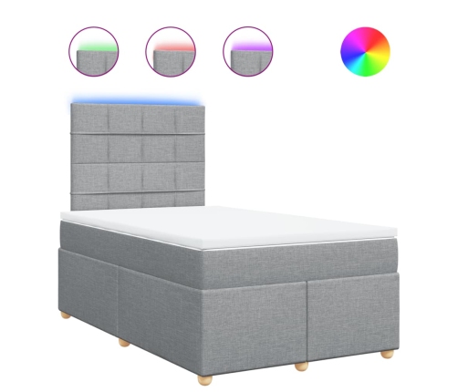 Cama box spring con colchón tela gris claro 120x200 cm
