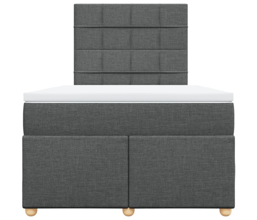 Cama box spring con colchón tela gris oscuro 120x200 cm