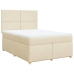 Cama box spring con colchón tela color crema 140x190 cm