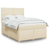 Cama box spring con colchón tela color crema 140x190 cm