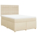 Cama box spring con colchón tela color crema 140x190 cm