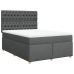 Cama box spring con colchón tela gris oscuro 140x190 cm