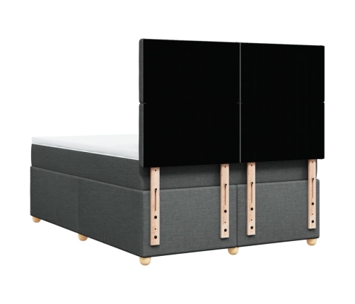 Cama box spring con colchón tela gris oscuro 140x190 cm