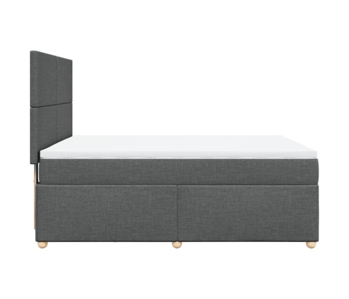 Cama box spring con colchón tela gris oscuro 140x200 cm