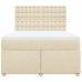 Cama box spring con colchón tela color crema 140x200 cm