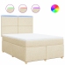 Cama box spring con colchón tela color crema 160x200 cm