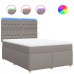 Cama box spring con colchón tela gris taupe 160x200 cm