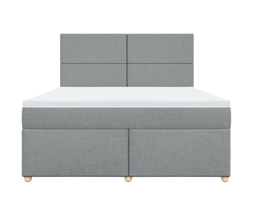 Cama box spring con colchón tela gris claro 180x200 cm