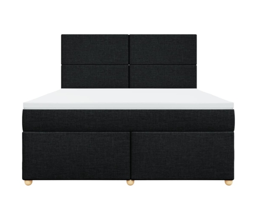 Cama box spring con colchón tela negro 180x200 cm