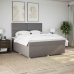 Cama box spring con colchón tela gris taupe 180x200 cm