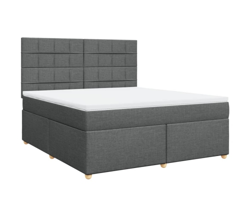 Cama box spring con colchón tela gris oscuro 180x200 cm