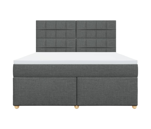 Cama box spring con colchón tela gris oscuro 180x200 cm