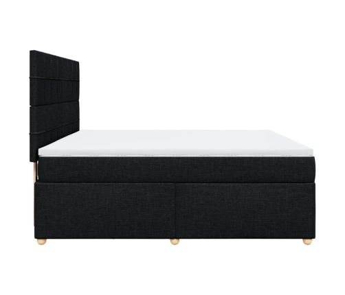 Cama box spring con colchón tela negro 180x200 cm