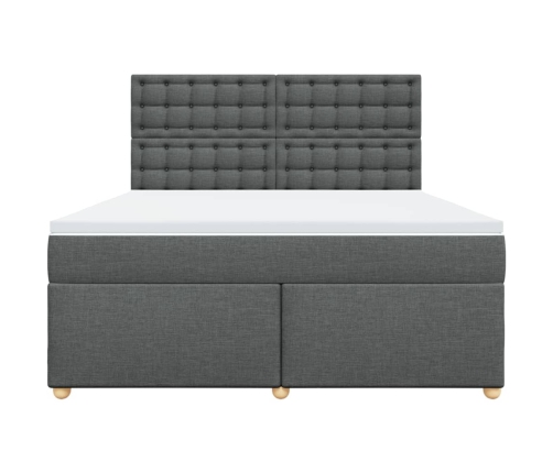 Cama box spring con colchón tela gris oscuro 180x200 cm