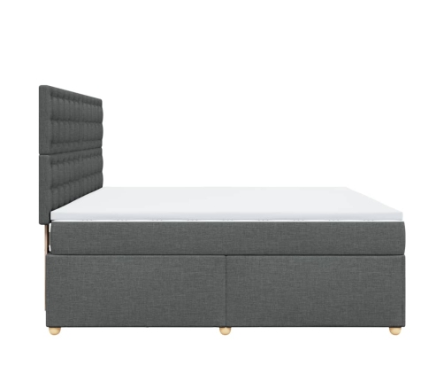 Cama box spring con colchón tela gris oscuro 180x200 cm
