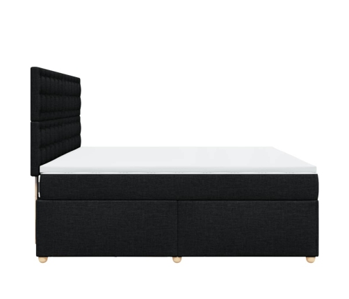 Cama box spring con colchón tela negro 180x200 cm